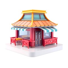 Charming miniature asian style food stall with outdoor seating