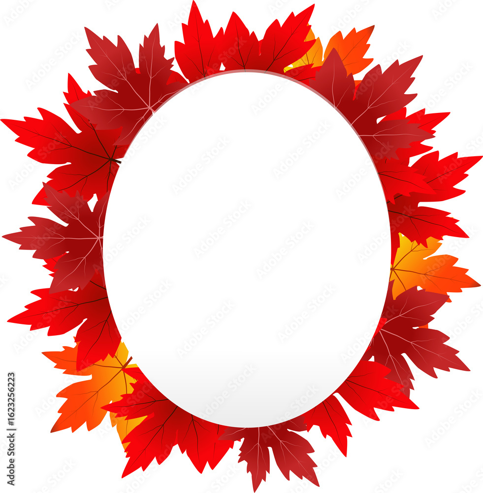 Canvas Prints minimalist autumn leaf design in line art, isolated on transparent background.