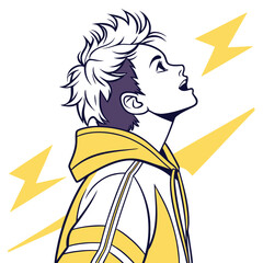 Stylized Vector Illustrations of Boys in Urban and Casual Outfits in Various Poses and Expressions