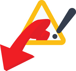 Economic recession warning concept. Investment risks and recession. Financial market crash with downward arrow graph. Global economic crisis, declining revenue and profits. Graphic elements.

