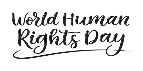 Elegant Script Celebrates World Human Rights Day with a Flowing Calligraphic Design Depicting Unity and Justice