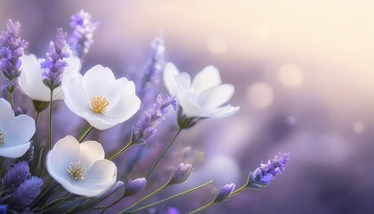 elegant white flowers with lavender accents on a soft background