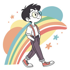 Stylized Vector Illustrations of Boys in Urban and Casual Outfits in Various Poses and Expressions