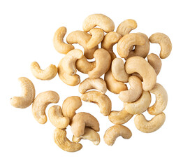 Cashew nuts falling on transparent background