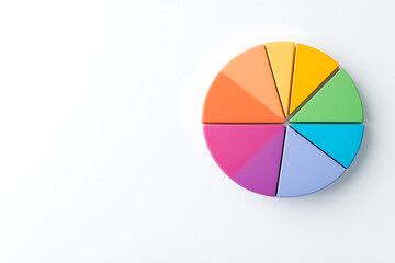 Colorful circular chart representing data or statistics. Each section is a different color, creating a visually appealing representation of proportions.