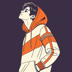 Stylized Vector Illustrations of Boys in Urban and Casual Outfits in Various Poses and Expressions