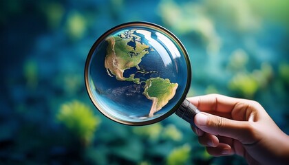 magnifying glass focus on earth symbolizing world environment day and global awareness