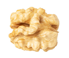 Peeled walnut kernel isolated on transparent background