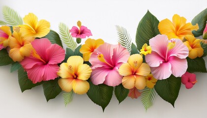 hibiscus garland vibrant hibiscus flowers in shades of pink and yellow create a cheerful garland perfect for adding a tropical touch to any setting