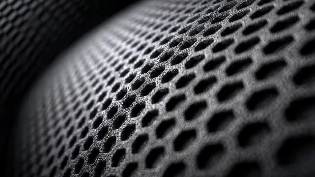 Close-up of Black Honeycomb Structure Showing Material Texture