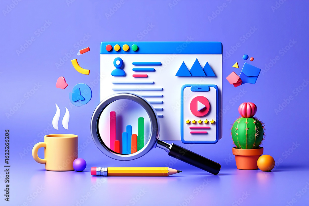 Poster colorful data analysis with digital elements charts graphs
