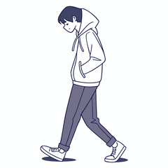 Stylized Vector Illustrations of Boys in Urban and Casual Outfits in Various Poses and Expressions