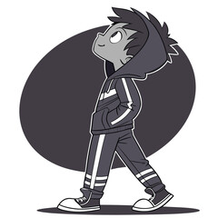 Stylized Vector Illustrations of Boys in Urban and Casual Outfits in Various Poses and Expressions