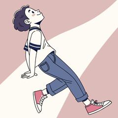 Stylized Vector Illustrations of Boys in Urban and Casual Outfits in Various Poses and Expressions