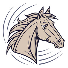 Elegant stylized horse head sports logo with flowing lines on transparent background