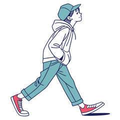Stylized Vector Illustrations of Boys in Urban and Casual Outfits in Various Poses and Expressions