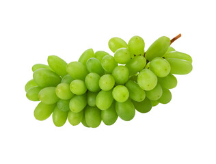 Bunch of fresh green grapes isolated on white background