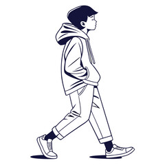 Stylized Vector Illustrations of Boys in Urban and Casual Outfits in Various Poses and Expressions