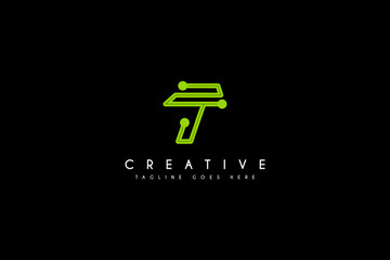 Initial Letter T circuit Logo Design vector Illustration.