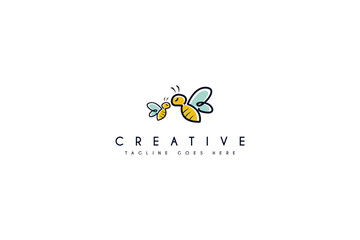 Bees logo design vector illustration.