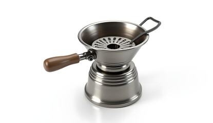  High-Resolution PNG of Vintage Espresso Machine Portafilter Top View on Pure White Background with High Detail