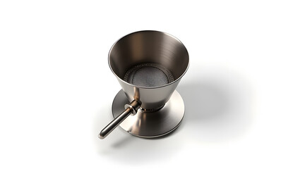  High-Resolution PNG of Vintage Espresso Machine Portafilter Top View on Pure White Background with High Detail