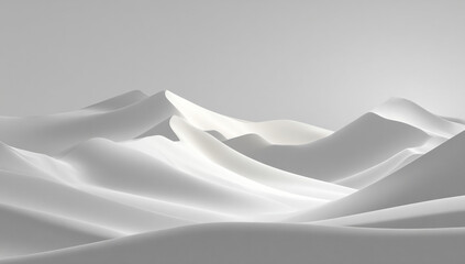 Minimalist 3D Rendering of White Sand Dunes with Smooth Hills and Soft Lighting

