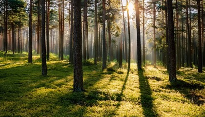 Fototapeta premium sunny morning in a pine forest