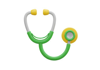 3d icon of green stethoscope isolated on transparent background