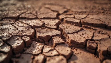 Fototapeta premium Cracked dry earth or soil in arid or drought-affected environment, texture background. Environmental conditions and land degradation concept. Soil and climate change themes.