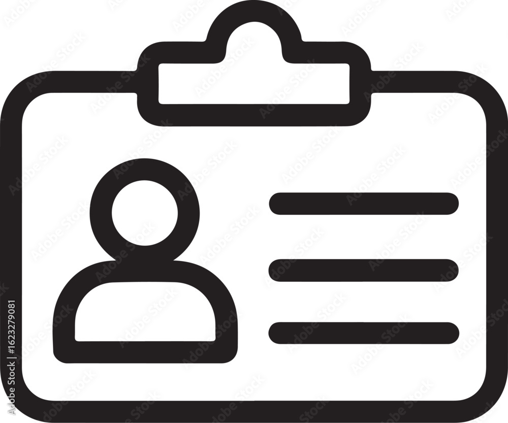 Aufkleber simple line art icon of an identification card with person and text lines