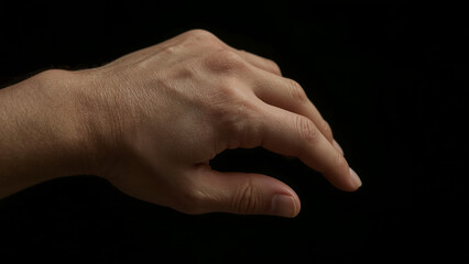 Photorealistic Close-up of a Hand with Subtle Muscle Definition and Veins on a Dark Background - Human Anatomy and Strength Concept.