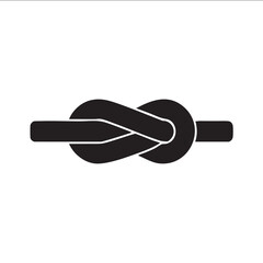 Black and white illustration of a reef knot tied in a rope vector