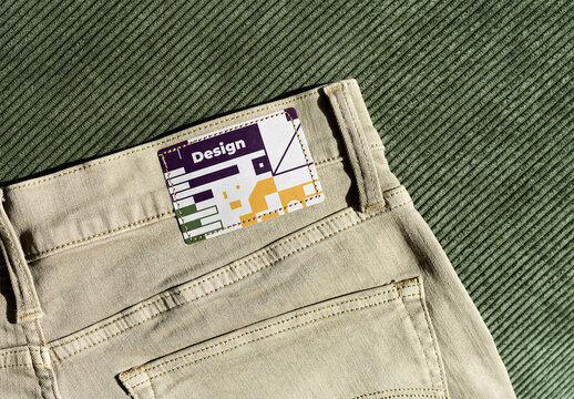 Mockup of jeans leather label patch.