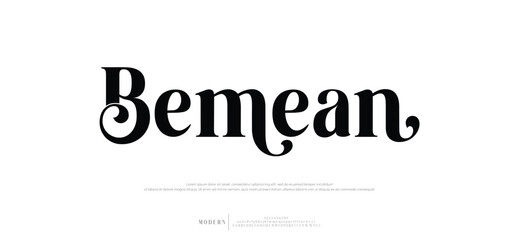 Bemean Modern style font, alphabet letters and numbers vector illustration