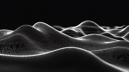 A stream of binary code forming wave-like curves across a digital screen 