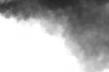 A swirling cloud of black smoke isolated on transparent background creates a dramatic and abstract effect