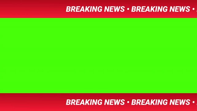 News lower third background overlay template with green screen, TV broadcast style animation for breaking news or live updates