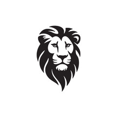 Black and white minimalist lion head logo graphic vector