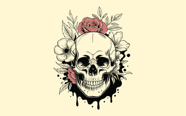 Skull vector design, vector illustration, Skull  design, silhouette style.
