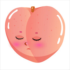 Sad peach emoji face with closed eyes and blush on white background.