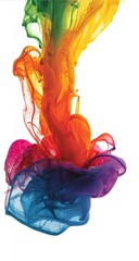 Abstract rainbow ink splash against white background