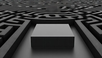 Complex dark gray maze with a central square platform