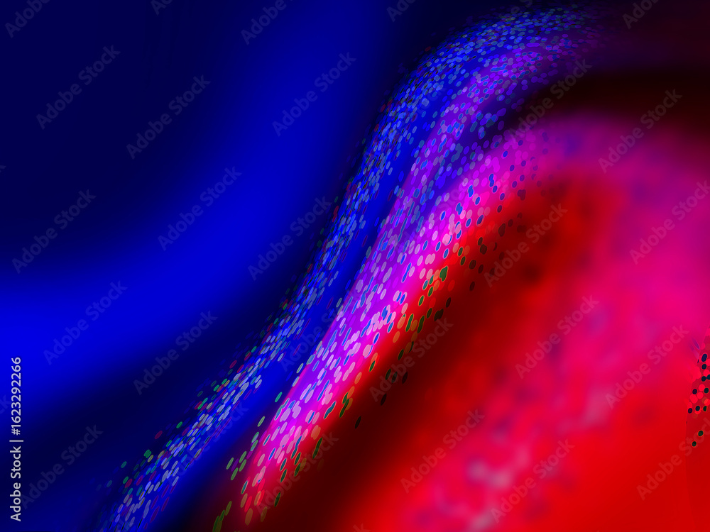 Poster abstract red blue blurred wave with bokeh effects and dynamic energy