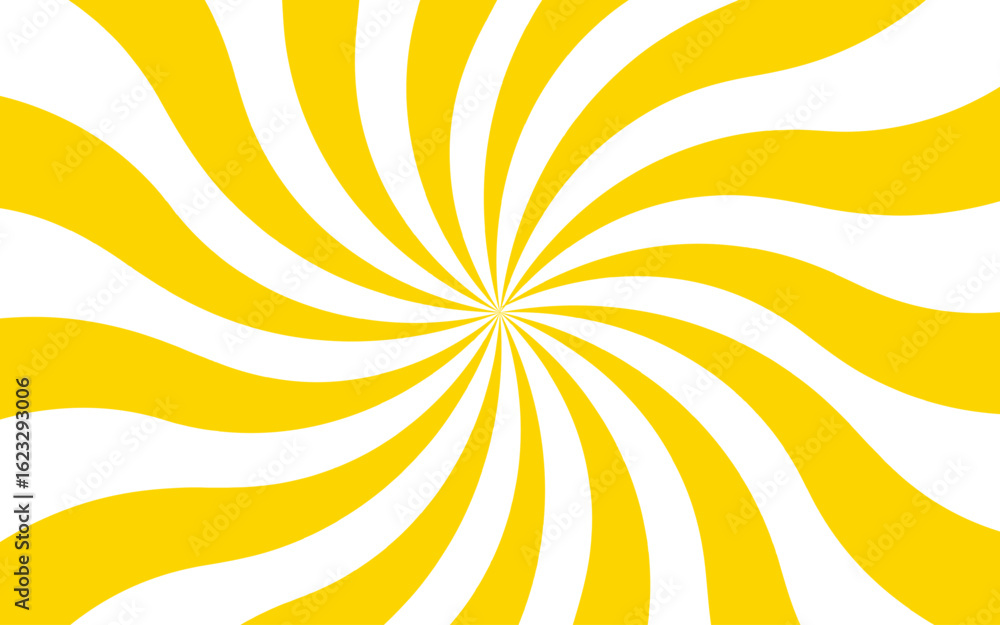 Poster abstract vivid radial swirl pattern with orange and white curved rays. dynamic sense of motion, with