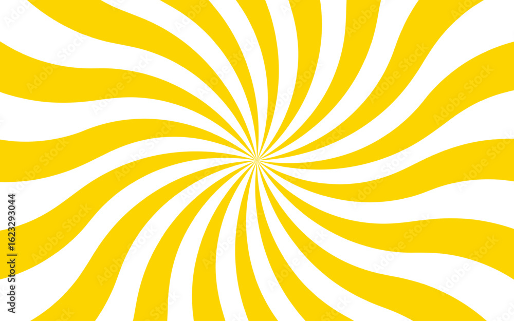 Poster abstract vivid radial swirl pattern with orange and white curved rays. dynamic sense of motion, with