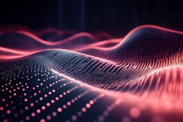 An illuminated binary data arc sweeping across a high-tech background 