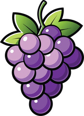 Illustration of a bunch of purple grapes isolated on white background