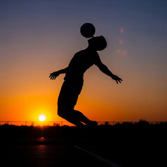 Epic Soccer Silhouette Balancing Ball at Sunset - Athletic Art