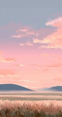 Obraz premium Pastel sunset over a field